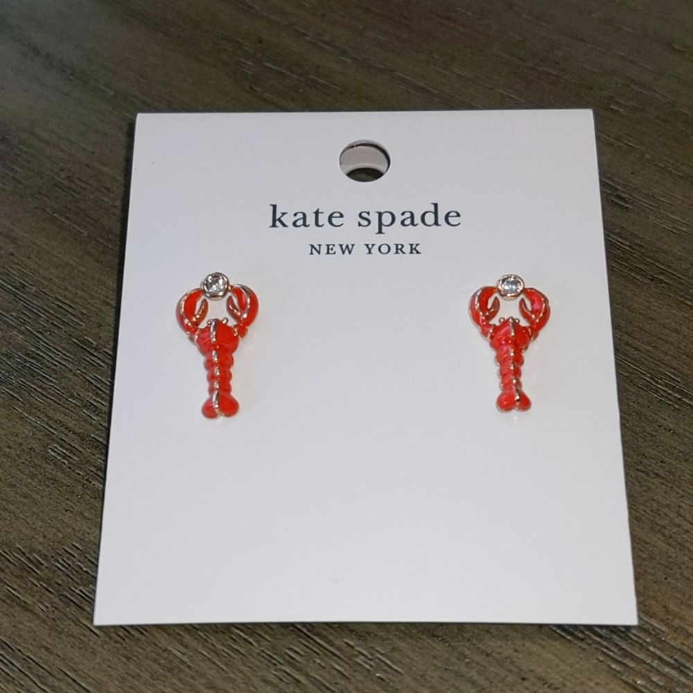 NEW Kate Spade Love Lobster Stud Earrings - Picture 6 of 6